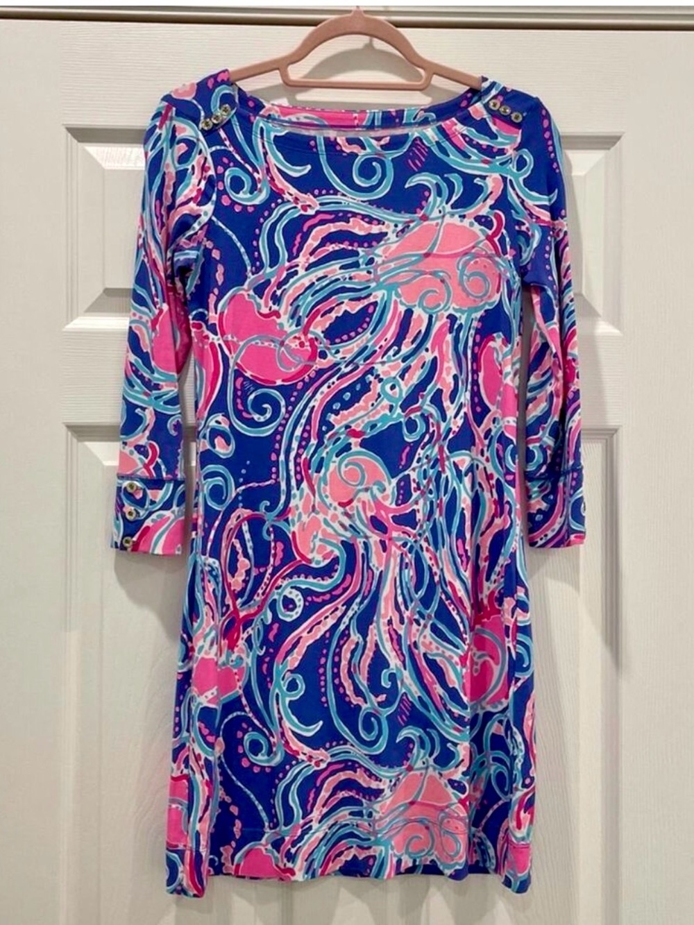 Lilly Pulitzer Don’t Be Jellies purple Long-Sleeve Sophie Shift Dress, XS